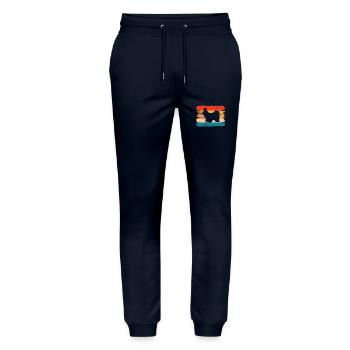Shih Tzu amoureux des chiens Retro vintage Idée cadeau - Pantalon de jogging bio MOVER Stanley/Stella unisexe - marine - Devant - Marisol (170cm) & Nik (191cm)