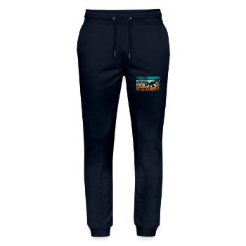 Flying drones is my therapy - Stanley/Stella Unisex Bio Jogginghose Mover  - Navy - Vorne - Marisol (170cm) & Nik (191cm)