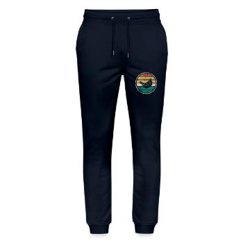 Banana Vegan Lover Retro Veggie Fruit Gift idea - Stanley/Stella Mover Unisex Organic Jogging Trousers - navy - Front - Marisol (170cm) & Nik (191cm)