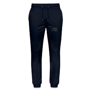 August Geburtstag Frauchen Hund Hundedame Pfote - Stanley/Stella Unisex Bio Jogginghose Mover  - Navy - Vorne - Marisol (170cm) & Nik (191cm)