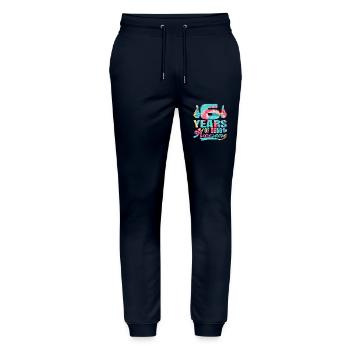 6ème anniversaire ou anniversaire 6 ans d’existence - Pantalon de jogging bio MOVER Stanley/Stella unisexe - marine - Devant - Marisol (170cm) & Nik (191cm)