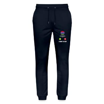 La Gambie appelle les drapeaux lusiger en disant - Pantalon de jogging bio MOVER Stanley/Stella unisexe - marine - Devant - Marisol (170cm) & Nik (191cm)