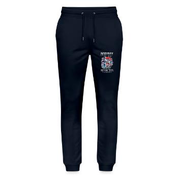 Fishing Tour Norway 2022 - Stanley/Stella Mover Unisex Organic Jogging Trousers - navy - Front - Marisol (170cm) & Nik (191cm)