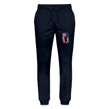 Usa American flag 4th of july Hunting - Stanley/Stella Unisex Bio Jogginghose Mover  - Navy - Vorne - Marisol (170cm) & Nik (191cm)