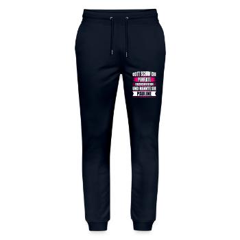 Erzgebirge Frau Namen Sachsen Pauline - Stanley/Stella Unisex Bio Jogginghose Mover  - Navy - Vorne - Marisol (170cm) & Nik (191cm)