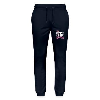 5th Birthday Kids Unicorn Toodler Five - Stanley/Stella Unisex Bio Jogginghose Mover  - Navy - Vorne - Marisol (170cm) & Nik (191cm)