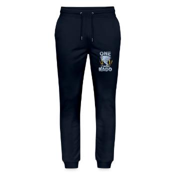 One-nado avertissement 1er anniversaire | Tornade - Pantalon de jogging bio MOVER Stanley/Stella unisexe - marine - Devant - Marisol (170cm) & Nik (191cm)