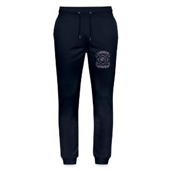 legenden wurden 1973 geboren - Stanley/Stella Unisex Bio Jogginghose Mover  - Navy - Vorne - Marisol (170cm) & Nik (191cm)