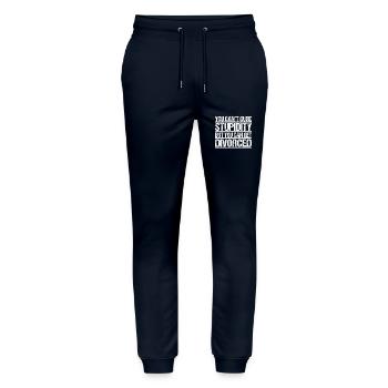 You cant cure Stupidity but you can get divorced - Stanley/Stella Mover Unisex Organic Jogging Trousers - navy - Front - Marisol (170cm) & Nik (191cm)