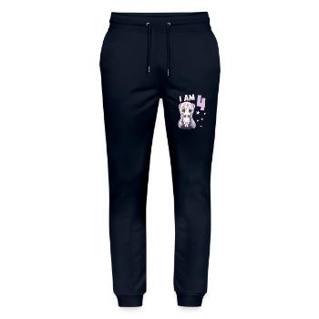 4 ans Fille Anime Kawaii Cat 4ème anniversaire - Pantalon de jogging bio MOVER Stanley/Stella unisexe - marine - Devant - Marisol (170cm) & Nik (191cm)