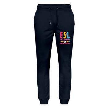 ESL-Lehrer ESL Unterricht - Stanley/Stella Unisex Bio Jogginghose Mover  - Navy - Vorne - Marisol (170cm) & Nik (191cm)