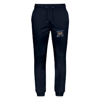 Pro-Europe Boycott USA Buy EU - Stanley/Stella Mover Unisex Organic Jogging Trousers - navy - Front - Marisol (170cm) & Nik (191cm)