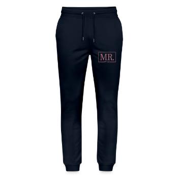 2023 Fiançailles pour la fête de mariage du marié - Pantalon de jogging bio MOVER Stanley/Stella unisexe - marine - Devant - Marisol (170cm) & Nik (191cm)
