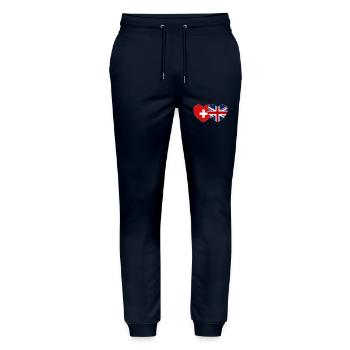 Schweiz England Flagge Herz - Stanley/Stella Unisex Bio Jogginghose Mover  - Navy - Vorne - Marisol (170cm) & Nik (191cm)