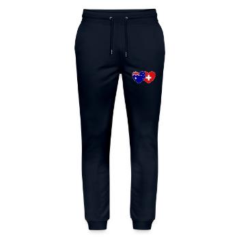 Australia Switzerland Flag Heart - Stanley/Stella Mover Unisex Organic Jogging Trousers - navy - Front - Marisol (170cm) & Nik (191cm)
