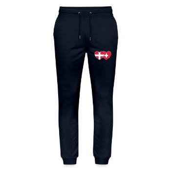 Danemark Suisse Flag Heart - Pantalon de jogging bio MOVER Stanley/Stella unisexe - marine - Devant - Marisol (170cm) & Nik (191cm)