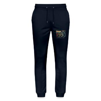 1990 Original 1990 Vintage Vintage Retro Jahrestag - Stanley/Stella Unisex Bio Jogginghose Mover  - Navy - Vorne - Marisol (170cm) & Nik (191cm)