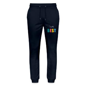 I AM THE BEST. better. humor. message - Stanley/Stella Mover Unisex Organic Jogging Trousers - navy - Front - Marisol (170cm) & Nik (191cm)