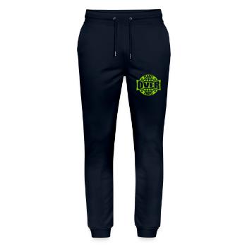 planet over profit Zitat - Stanley/Stella Unisex Bio Jogginghose Mover  - Navy - Vorne - Marisol (170cm) & Nik (191cm)