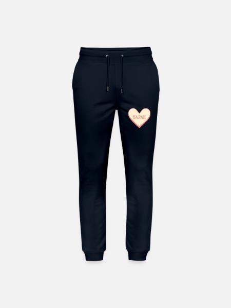 Sarah Surname First Name Pink Sugar Heart - Stanley/Stella Mover Unisex Organic Jogging Trousers - navy