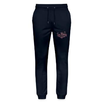La Novia Girlfriend Engagement Wedding Gift - Stanley/Stella Mover Unisex Organic Jogging Trousers - navy - Front - Marisol (170cm) & Nik (191cm)