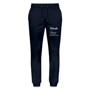Micah Definition Cooler Name Spruch Geschenk - Stanley/Stella Unisex Bio Jogginghose Mover  - Navy - Vorne - Marisol (170cm) & Nik (191cm)