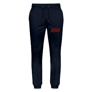 Jesus - Stanley/Stella Mover Unisex Organic Jogging Trousers - navy - Front - Marisol (170cm) & Nik (191cm)