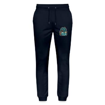 Palmenstrand Patch Sonnenuntergang - Stanley/Stella Unisex Bio Jogginghose Mover  - Navy - Vorne - Marisol (170cm) & Nik (191cm)