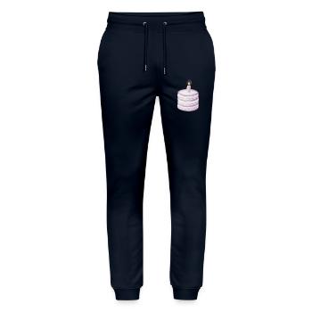 Pastel Birthday Cake with Candle - Stanley/Stella Mover Unisex Organic Jogging Trousers - navy - Front - Marisol (170cm) & Nik (191cm)