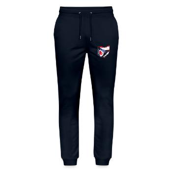 Ohio (United States) | Real Flag | Flag Map - Stanley/Stella Mover Unisex Organic Jogging Trousers - navy - Front - Marisol (170cm) & Nik (191cm)
