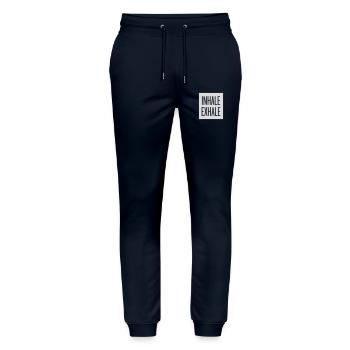 inhale exhale yoga Zitat - Stanley/Stella Unisex Bio Jogginghose Mover  - Navy - Vorne - Marisol (170cm) & Nik (191cm)