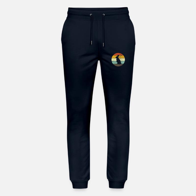 Rabbit Easter Retro Gift - Stanley/Stella Mover Unisex Organic Jogging Trousers - navy