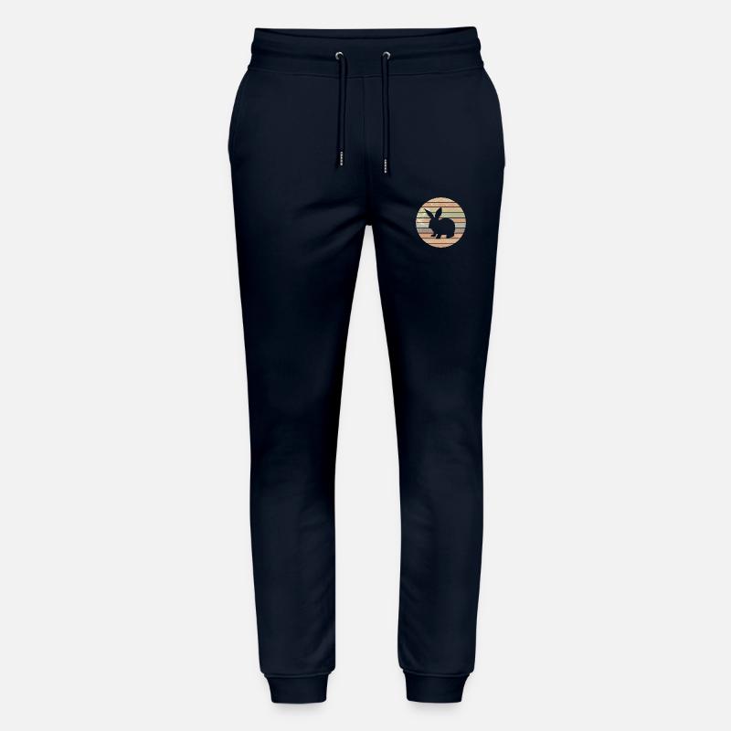 Rabbit Easter Retro Gift - Stanley/Stella Mover Unisex Organic Jogging Trousers - navy