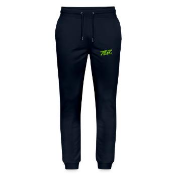 ich bin ein Frühaufsteher - Stanley/Stella Unisex Bio Jogginghose Mover  - Navy - Vorne - Marisol (170cm) & Nik (191cm)