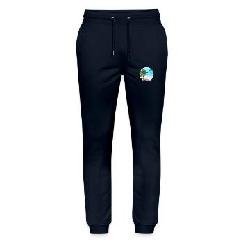 Vacances d’été Plage Palm Island Sun Palm - Pantalon de jogging bio MOVER Stanley/Stella unisexe - marine - Devant - Marisol (170cm) & Nik (191cm)
