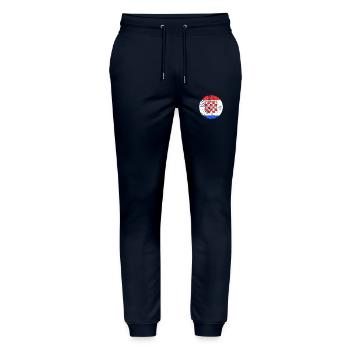 Kroatische Nationalflagge Emblem Kroatien Hrvatska hrv - Stanley/Stella Unisex Bio Jogginghose Mover  - Navy - Vorne - Marisol (170cm) & Nik (191cm)