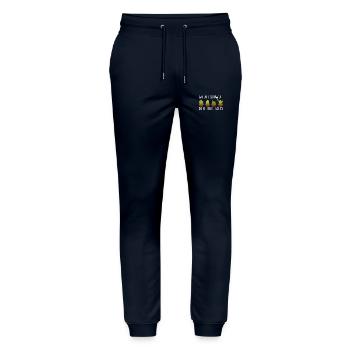 We all grow at different rates - Stanley/Stella Mover Unisex Organic Jogging Trousers - navy - Front - Marisol (170cm) & Nik (191cm)