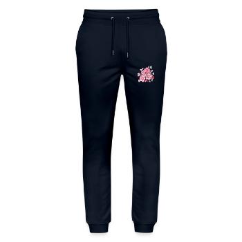 flowers Hippie soul Groovy Summer time peace love - Stanley/Stella Mover Unisex Organic Jogging Trousers - navy - Front - Marisol (170cm) & Nik (191cm)