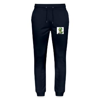 Crocodile green with blue eyes on a scooter - Stanley/Stella Mover Unisex Organic Jogging Trousers - navy - Front - Marisol (170cm) & Nik (191cm)