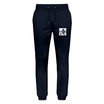 Sloth Basketball Tramp 23 - Stanley/Stella Mover Unisex Organic Jogging Trousers - navy - Front - Marisol (170cm) & Nik (191cm)