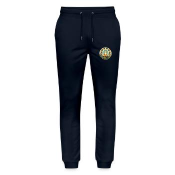 Zen Mode Kitty Cat - Stanley/Stella Mover Unisex Organic Jogging Trousers - navy - Front - Marisol (170cm) & Nik (191cm)