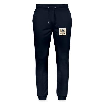 76FD7C9C 9E74 42BF AD87 C48C7A39727F - Stanley/Stella Mover Unisex Organic Jogging Trousers - navy - Front - Marisol (170cm) & Nik (191cm)