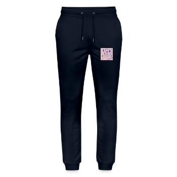 Blume im Regen - Stanley/Stella Unisex Bio Jogginghose Mover  - Navy - Vorne - Marisol (170cm) & Nik (191cm)