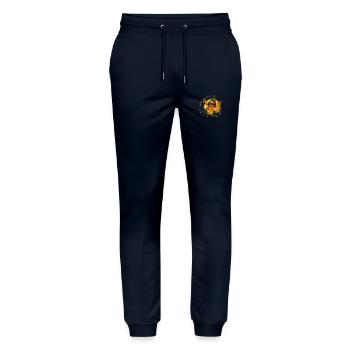 Skateboard-Karotte „Shred Veggies, Not Animals!" - Stanley/Stella Unisex Bio Jogginghose Mover  - Navy - Vorne - Marisol (170cm) & Nik (191cm)
