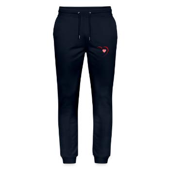 Habe ein großes Herz - Stanley/Stella Unisex Bio Jogginghose Mover  - Navy - Vorne - Marisol (170cm) & Nik (191cm)