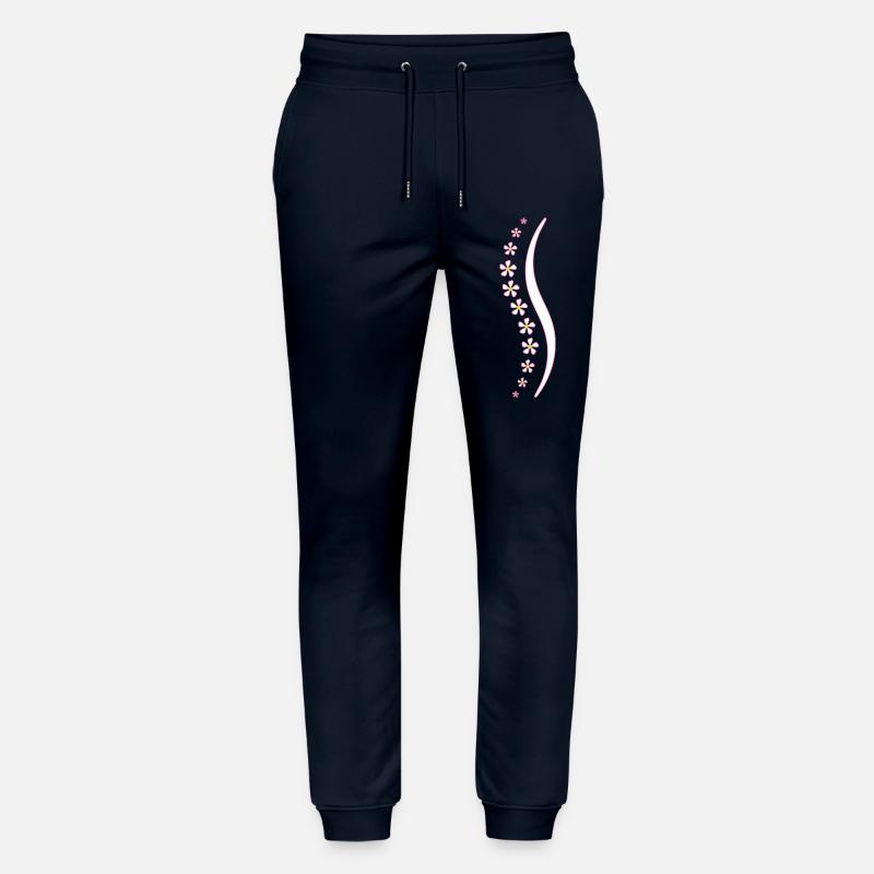 Blumen-Wirbelsäule rosa - Stanley/Stella Unisex Bio Jogginghose Mover  - Navy
