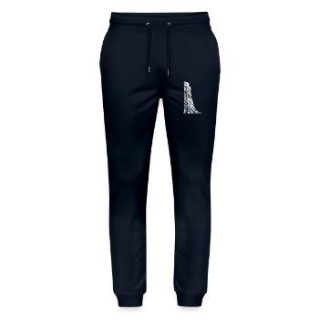 Art minimaliste du Mémorial Marin de Laboe - Pantalon de jogging bio MOVER Stanley/Stella unisexe - marine - Devant - Marisol (170cm) & Nik (191cm)