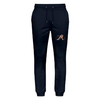 An old hand guides, a young hand trusts - Stanley/Stella Mover Unisex Organic Jogging Trousers - navy - Front - Marisol (170cm) & Nik (191cm)