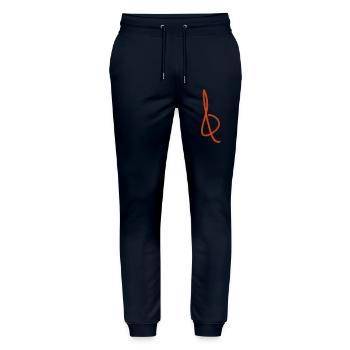 Orange Treble Clef Silhouette - Stanley/Stella Mover Unisex Organic Jogging Trousers - navy - Front - Marisol (170cm) & Nik (191cm)