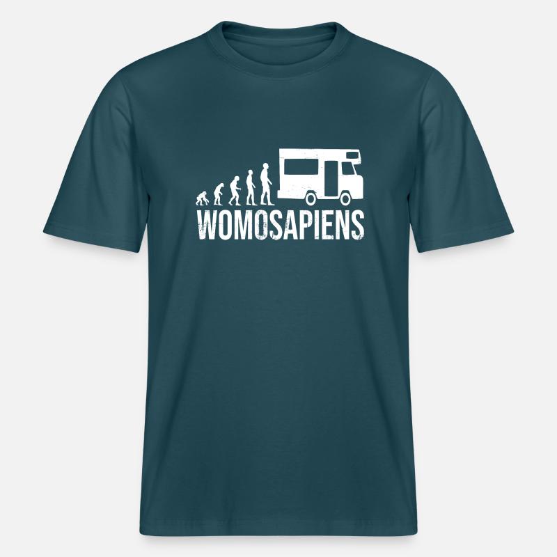 Womosapiens Wohnmobil Evolution -  RELAXED FIT Unisex Organic T-Shirt - Dunkles Petrol